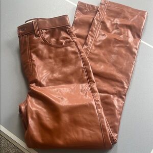 Faux Leather Pants in Rich Brown